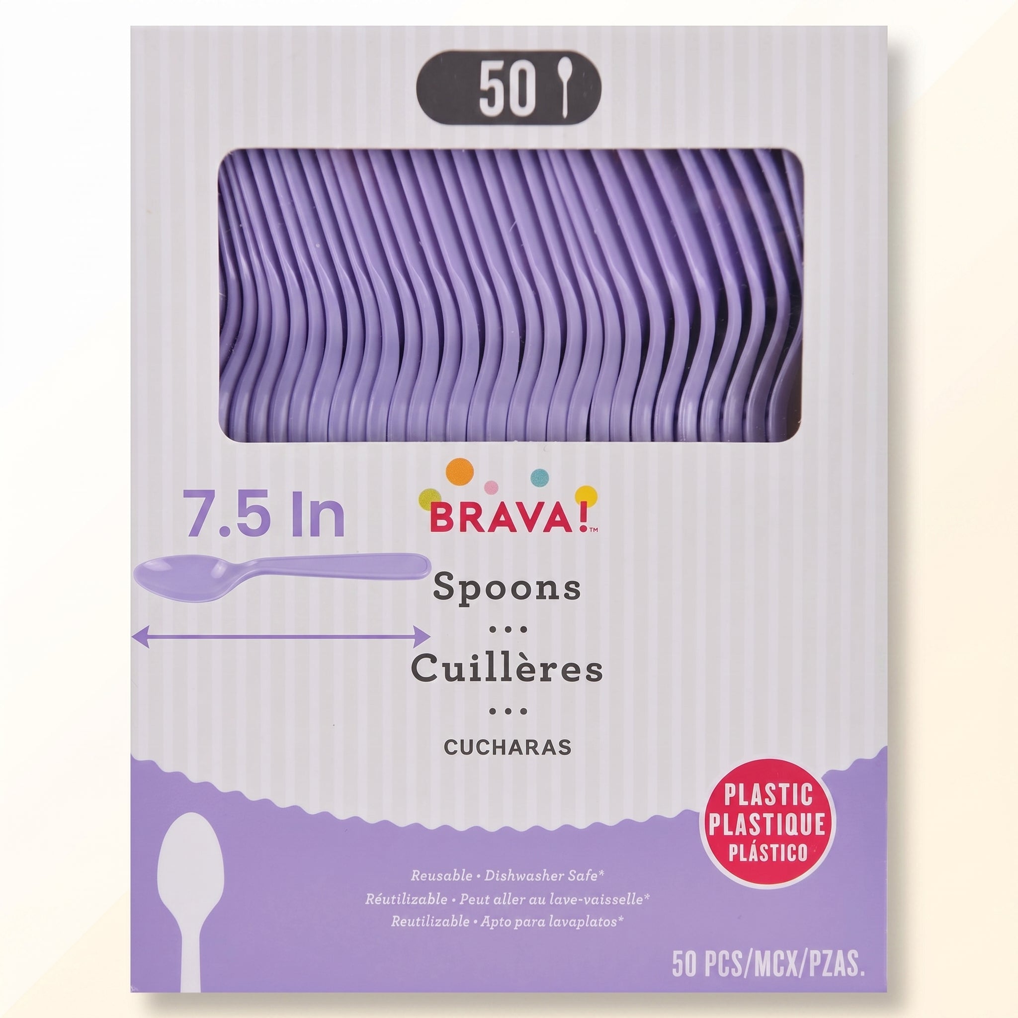 Lavender Plastic Spoons - 7.5 in. - 50 Pack