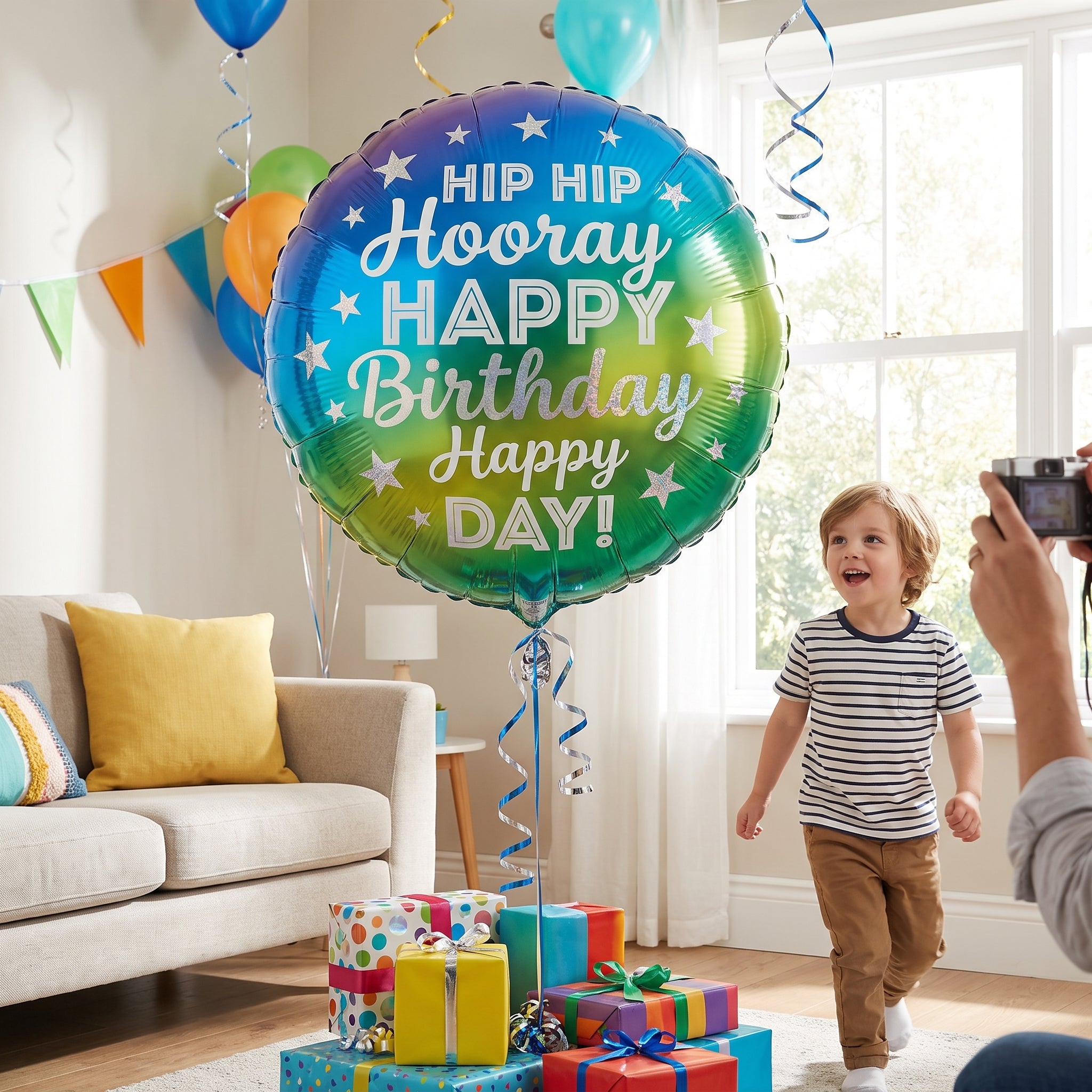 Hip Hooray Happy Birthday Holographic Balloon