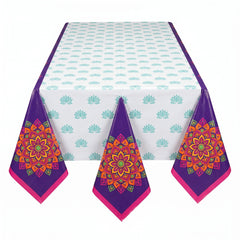 Diwali Rangoli Dream Reusable Plastic Table Cover, 54x102 inch