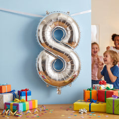 Silver Foil Air-Filled Number 8 Balloon
