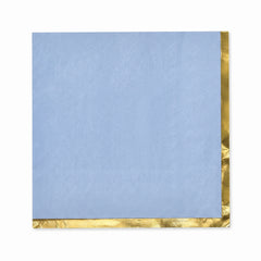 Elegant Blue Beverage Napkins with Gold Foil Accent - 5 In. X 5 In.