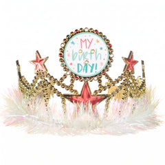 Happy Cake Day Light-Up Birthday Tiara with Tinsel Trim