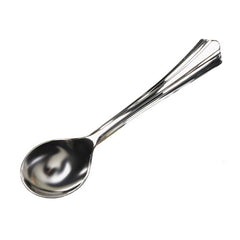 Silver Plastic Soup Spoons | 25 Count