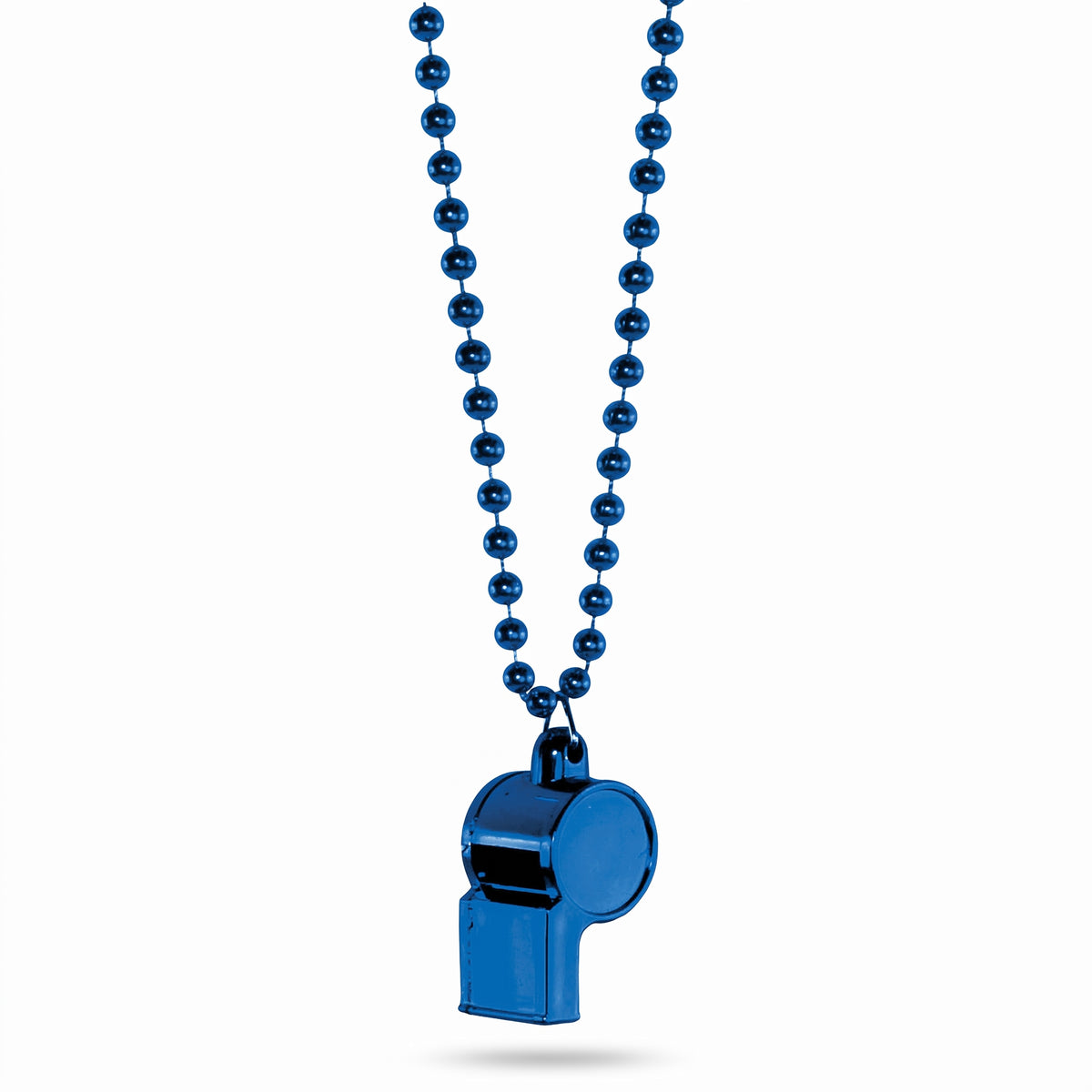 Royal Blue Bead Necklace with Whistle - 36" Team Spirit Accessory