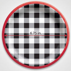 Summer BBQ Black Gingham Round Paper Plates, 6.75-Inch, 20-Count - 6.75 in.