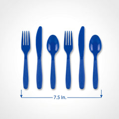 Royal Blue Assorted Plastic Cutlery Set - 7.5 in.