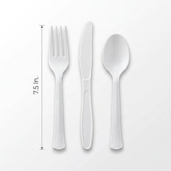 Frosty White Plastic Cutlery Assortment - 7.5 in.