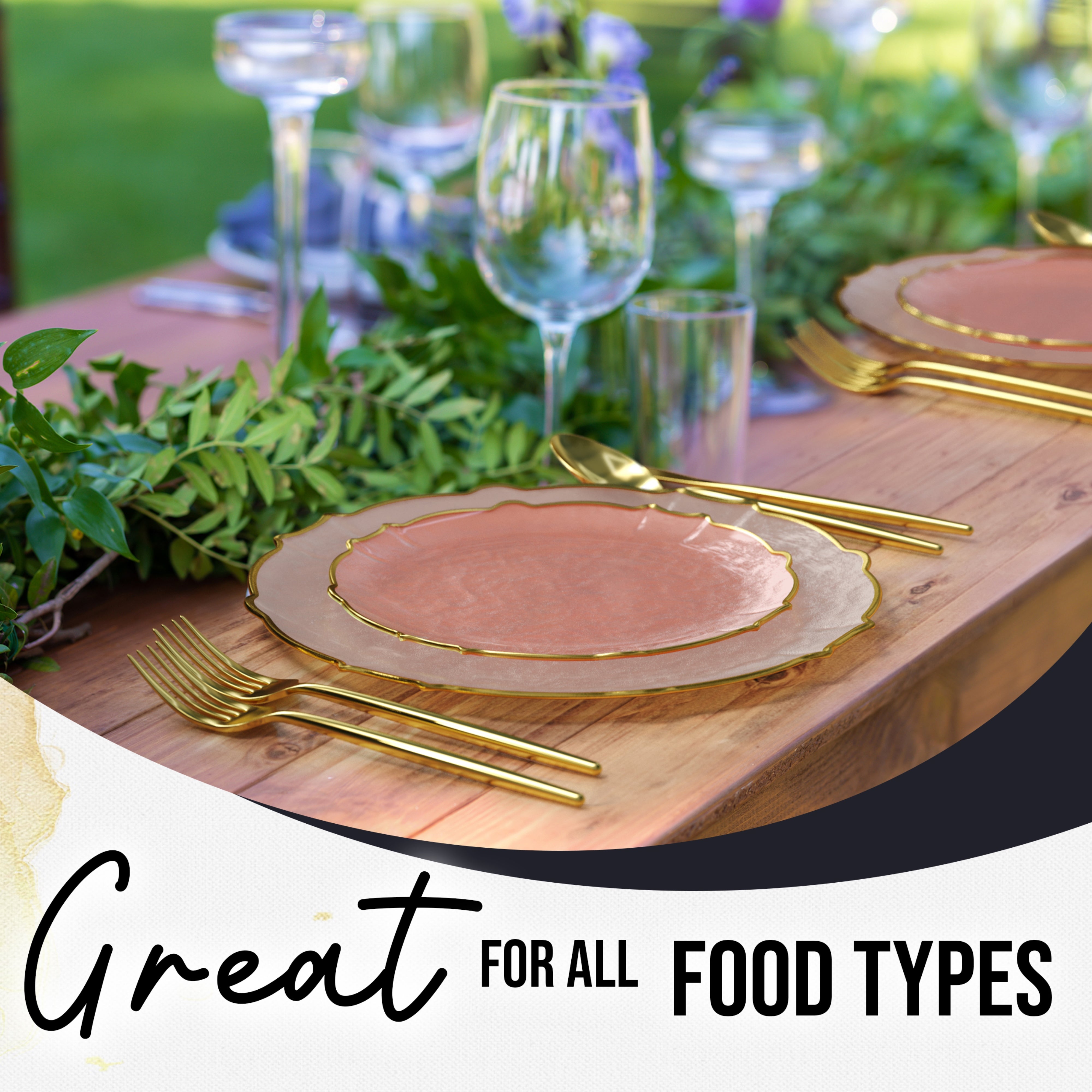 Pink/Gold Petal Plates - Combo Pack 20/20