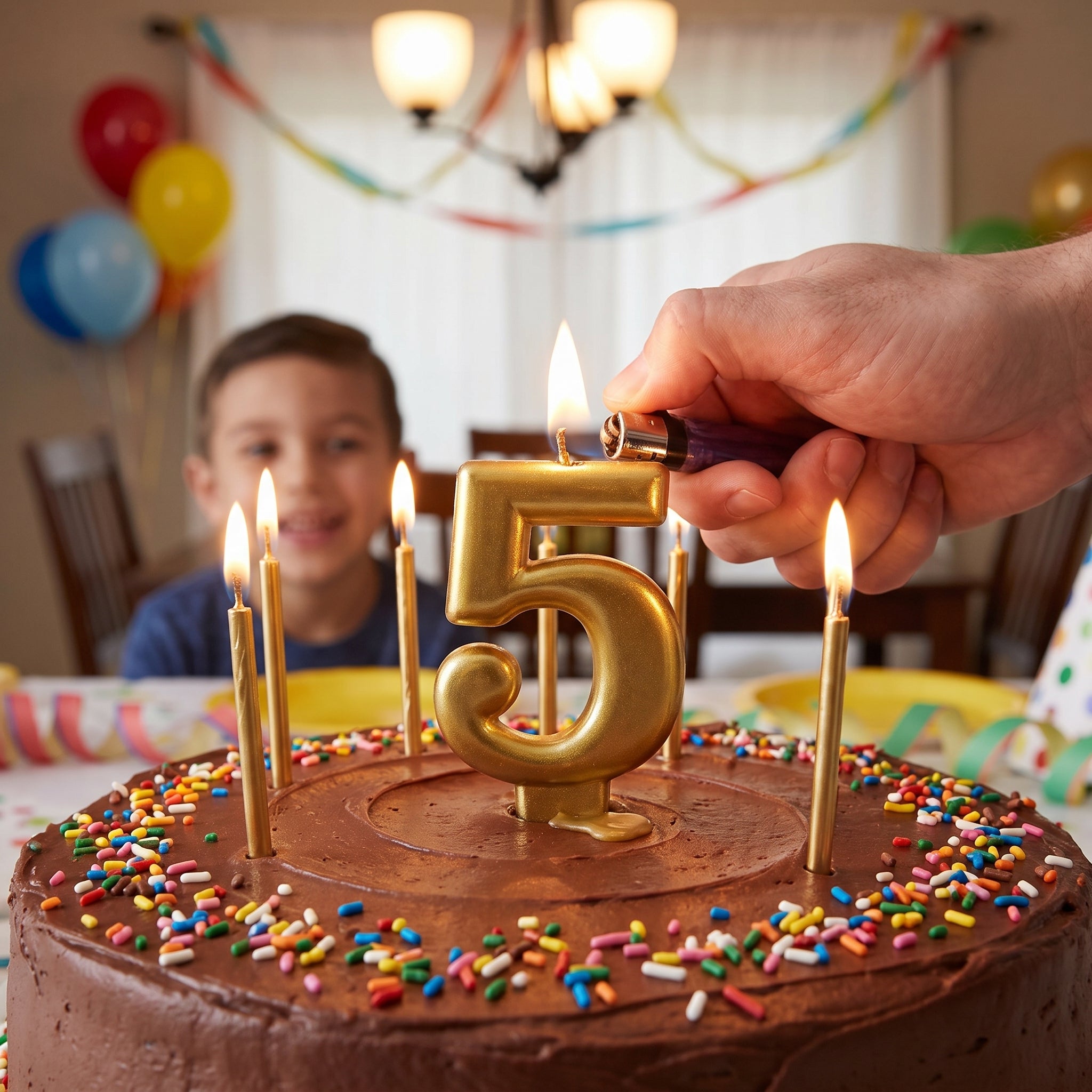 Gold Metallic Number 5 Birthday Candle