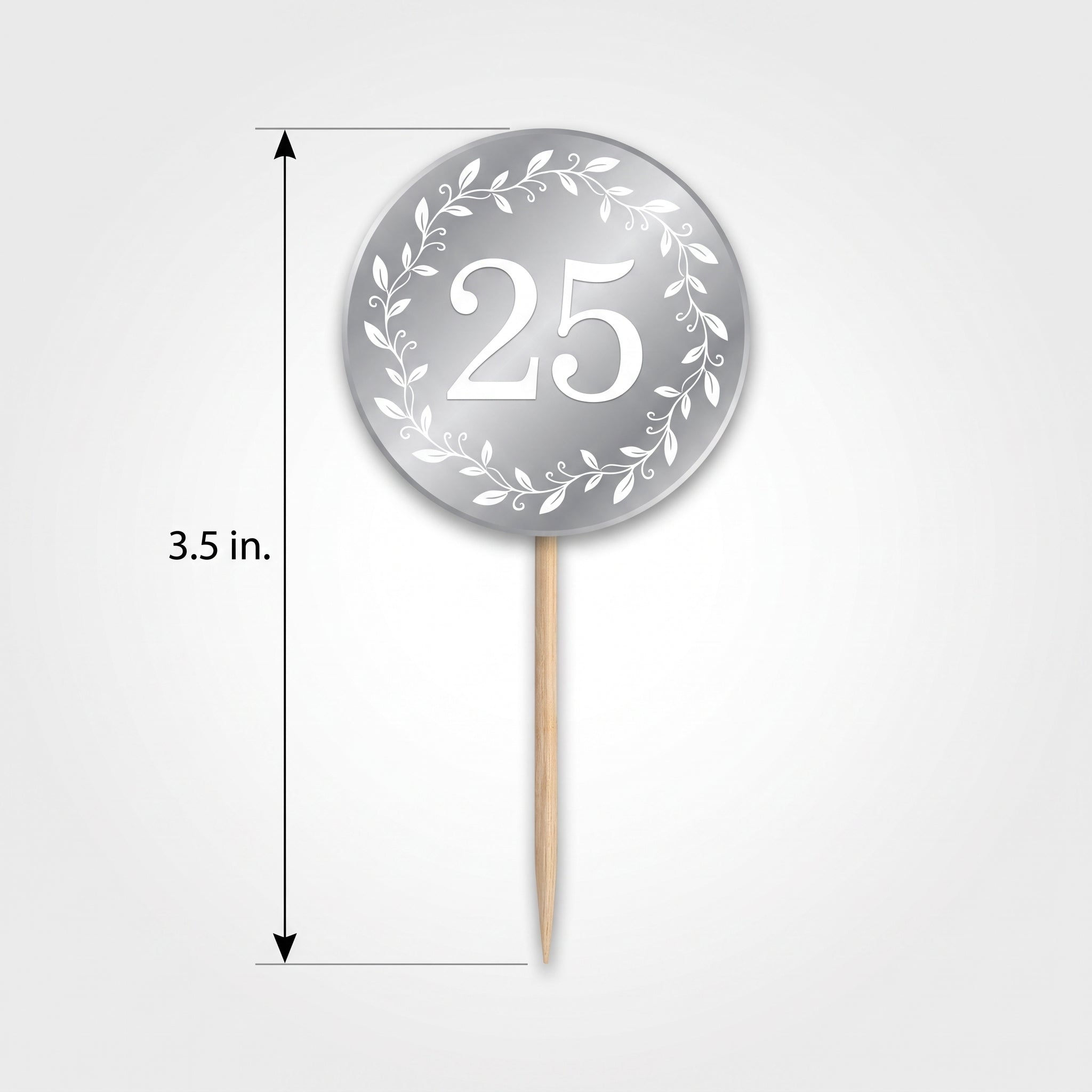 25th Anniversary Silver Party Picks - 3.5-Inch, 24 Pack