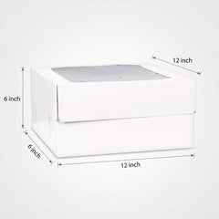 White Square Window Cake Box, 12x12x6 Inches