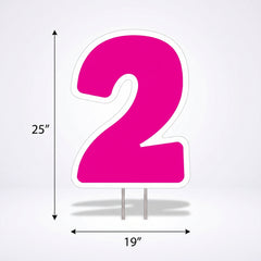 Vibrant Pink Number 2 Yard Sign