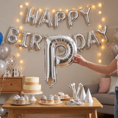 Silver Foil Letter "P" Balloon - Air Filled