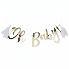 Oh Baby Gold Foil Banner with Tassels