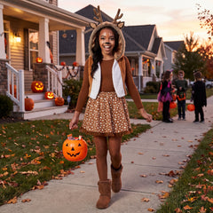 Oh Deer! Girls' Halloween Costume with Hood and Antlers