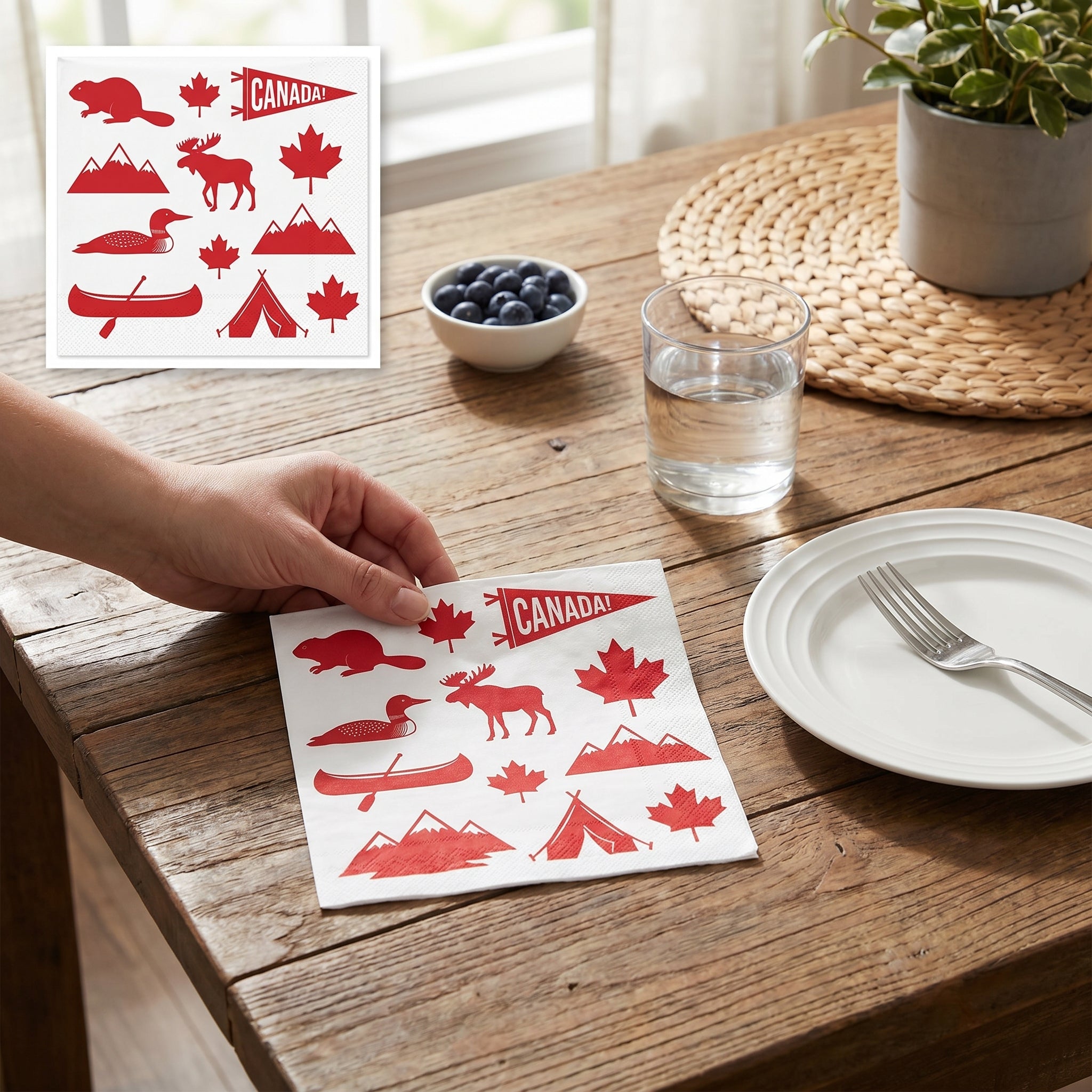Canada Day Luncheon Napkins - 6.5 In. x 6.5 In. - 20 Pack of 2-Ply Paper