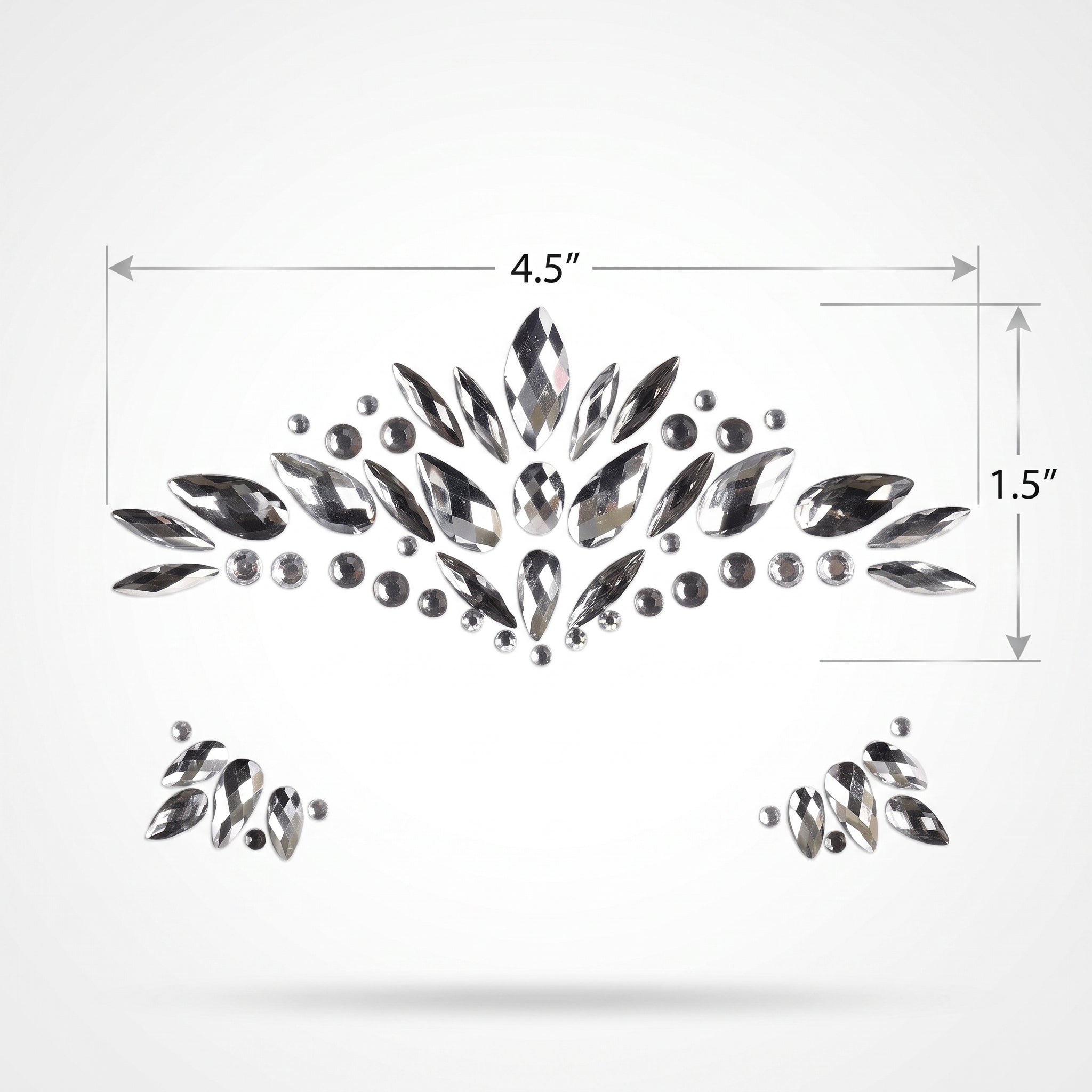 Silver Self-Adhesive Face Jewels - Glam Costume Accessory