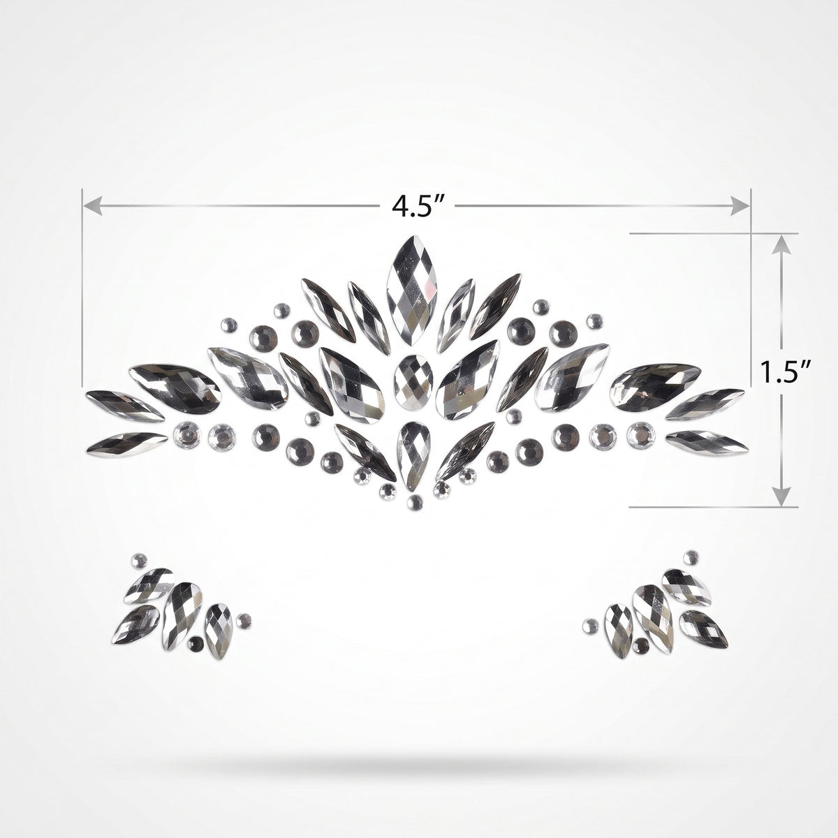 Silver Self-Adhesive Face Jewels - 1.5" x 4.5"
