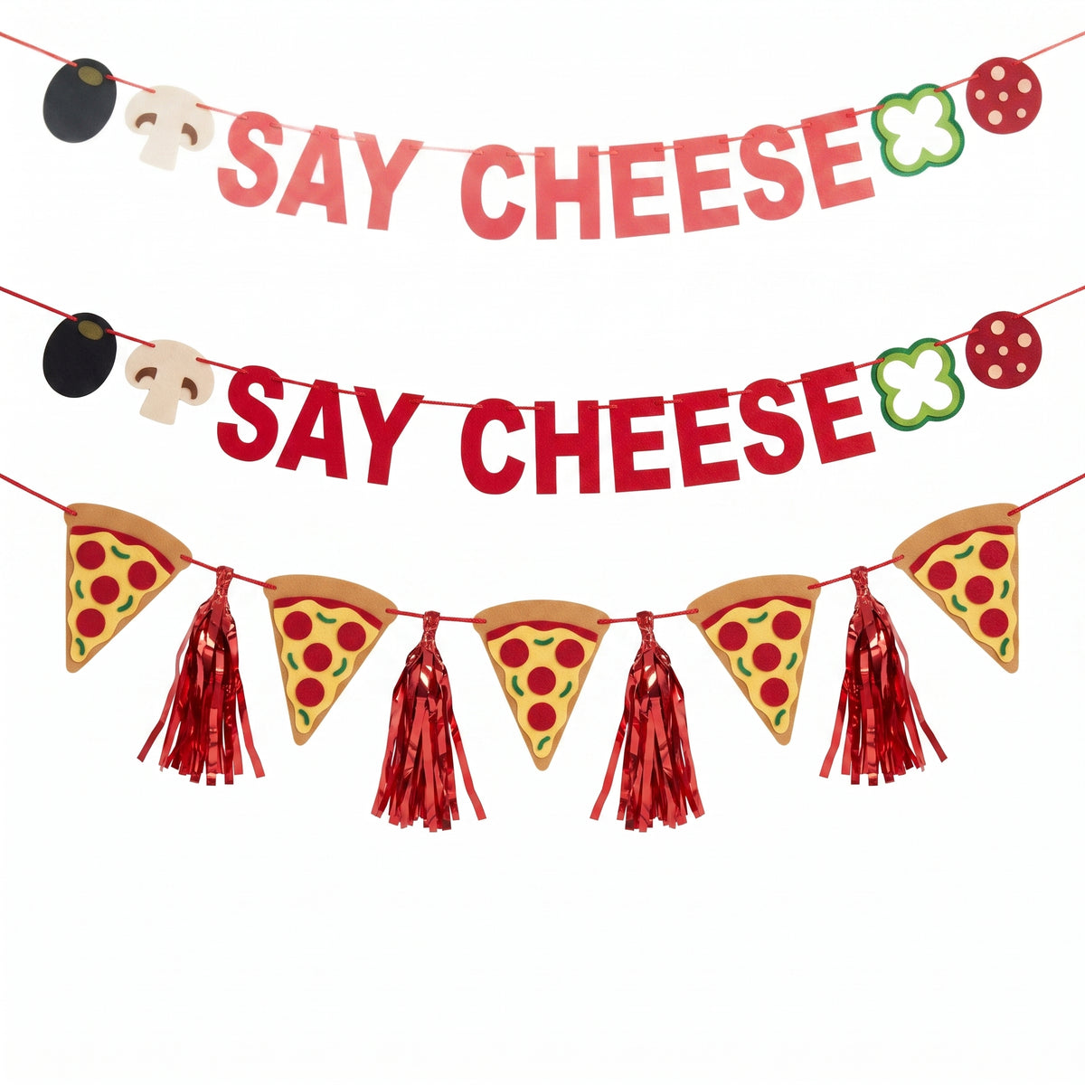 Pizzeria Felt Pennant Banner Set, 2-Pack