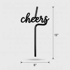 Cheers Black Plastic Party Straw for New Year's Eve