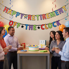 "Happy Retirement" and "Off the Clock" Letter Banner Combo
