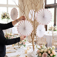 Elegant White Paper Parasol Fan Decoration