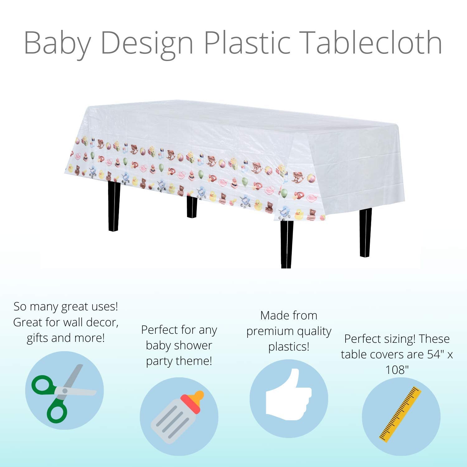 Baby Designs Plastic Table Cover | Case of 48