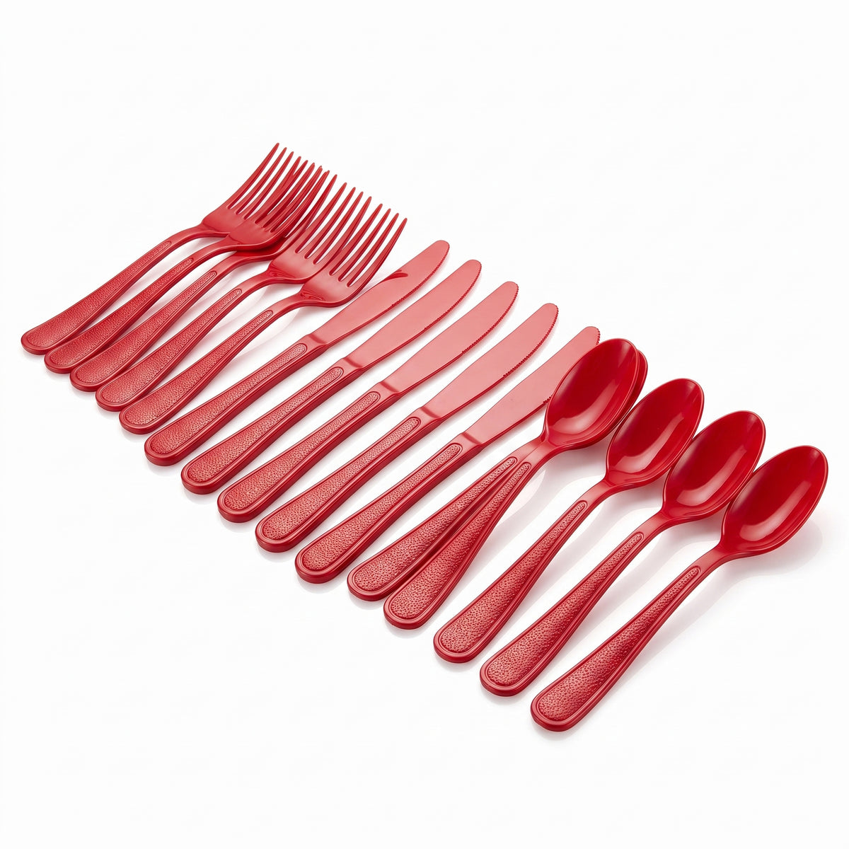 Vibrant Red Heavyweight Plastic Cutlery - 7.5 in. - 24 Count