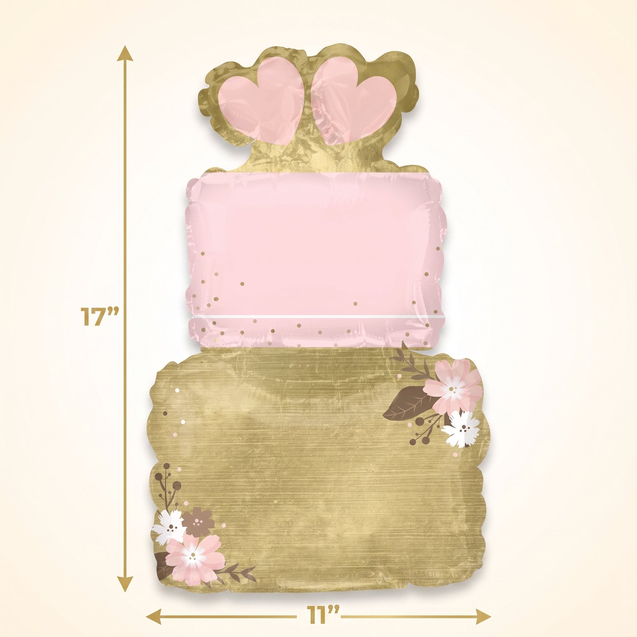 Elegant Wedding Cake Air-Filled Foil Balloon - Gold & Pink