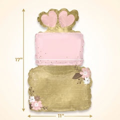 Elegant Wedding Cake Air-Filled Foil Balloon - Gold & Pink