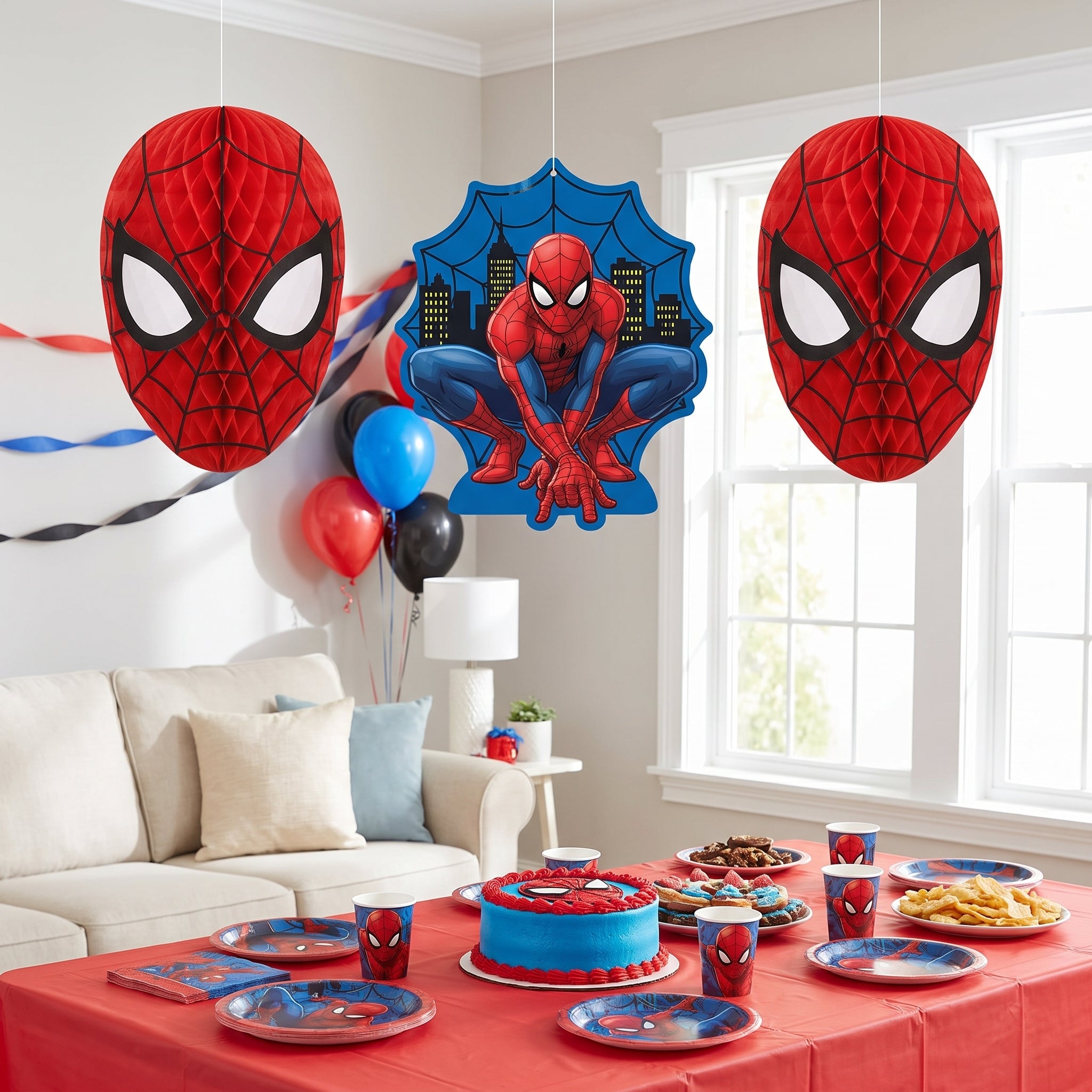Spider-Man Webbed Wonder Honeycomb Hanging Decorations - 3 Pack