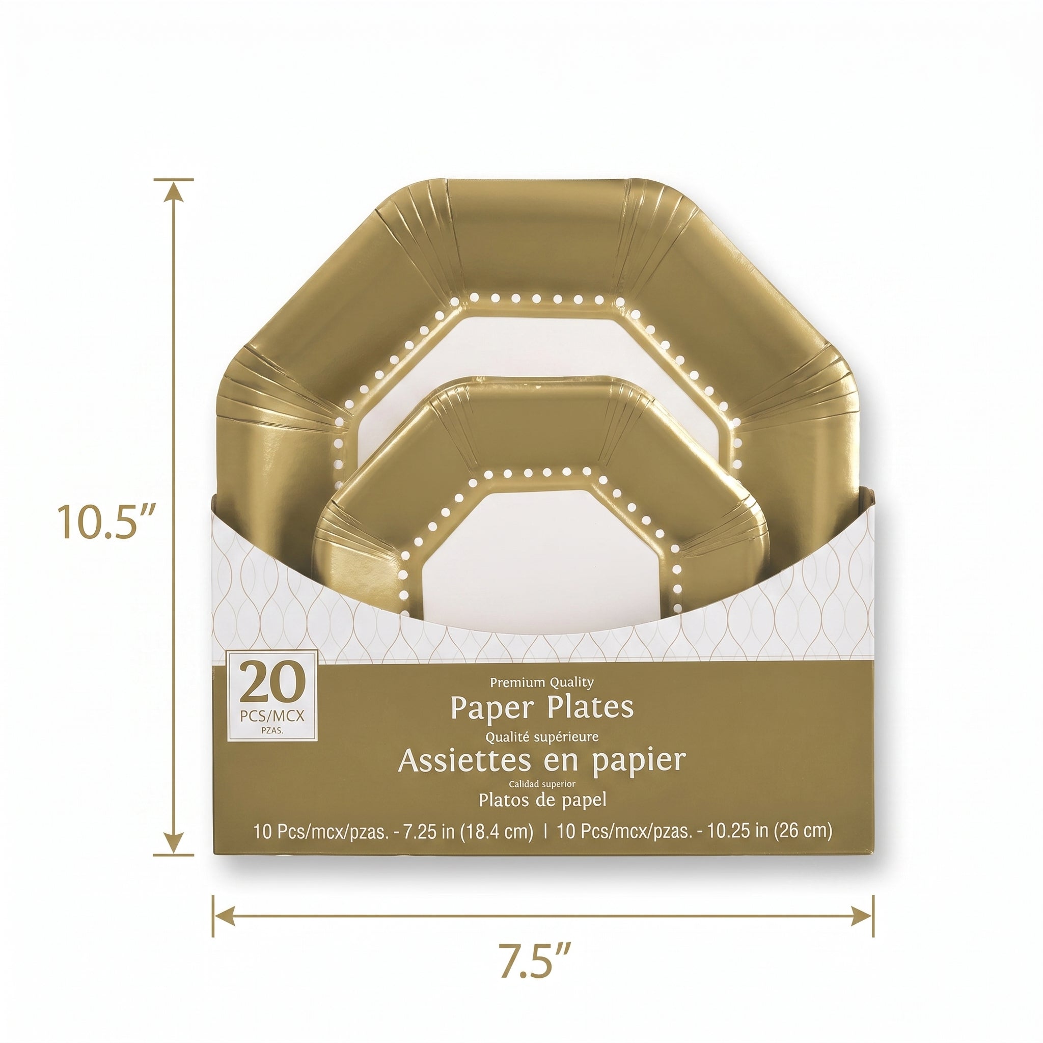 Gold Premium 10" Octagonal Paper Plates - 20 Pack