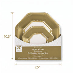 Gold Premium 10" Octagonal Paper Plates - 20 Pack