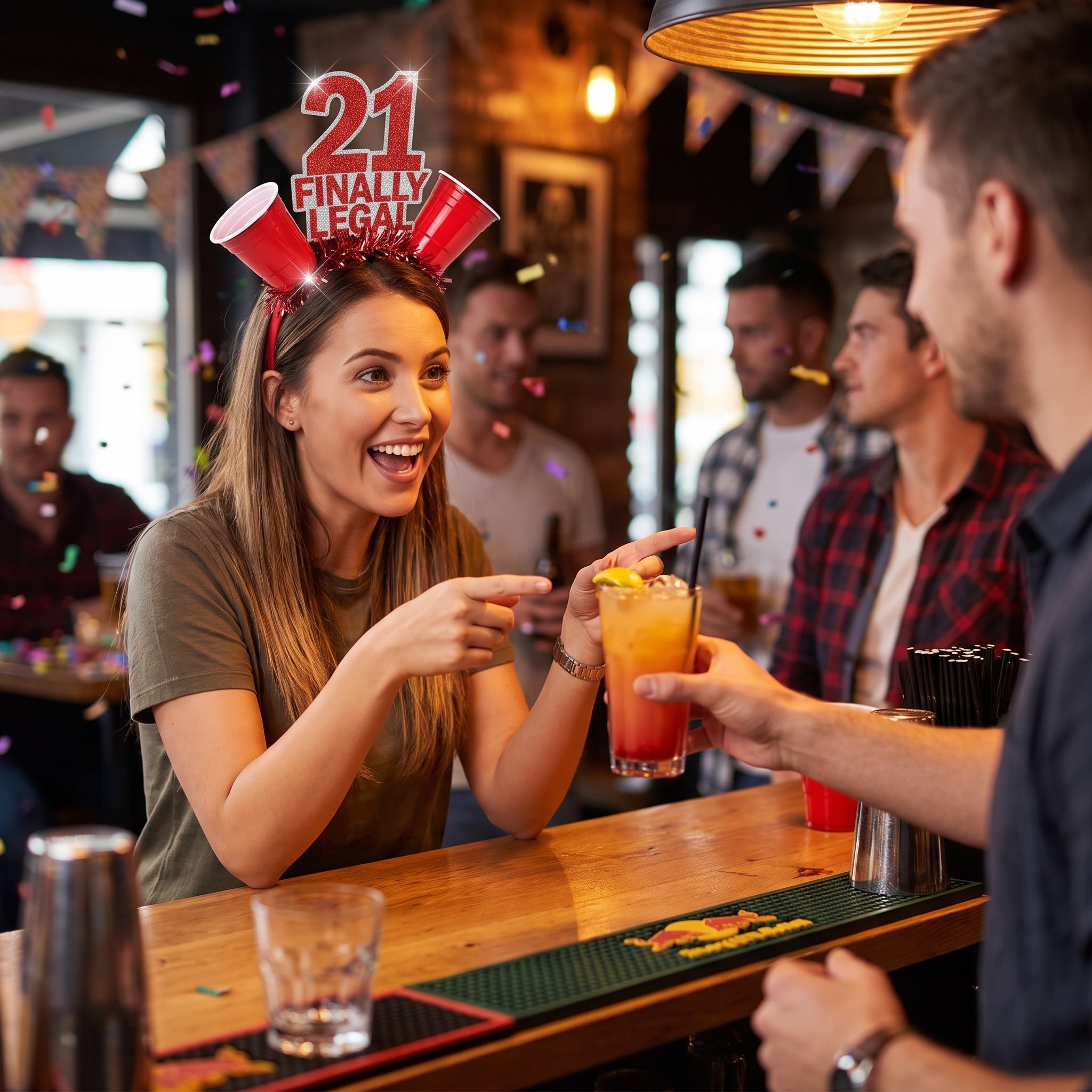 Finally 21 Headband with Shot Glass