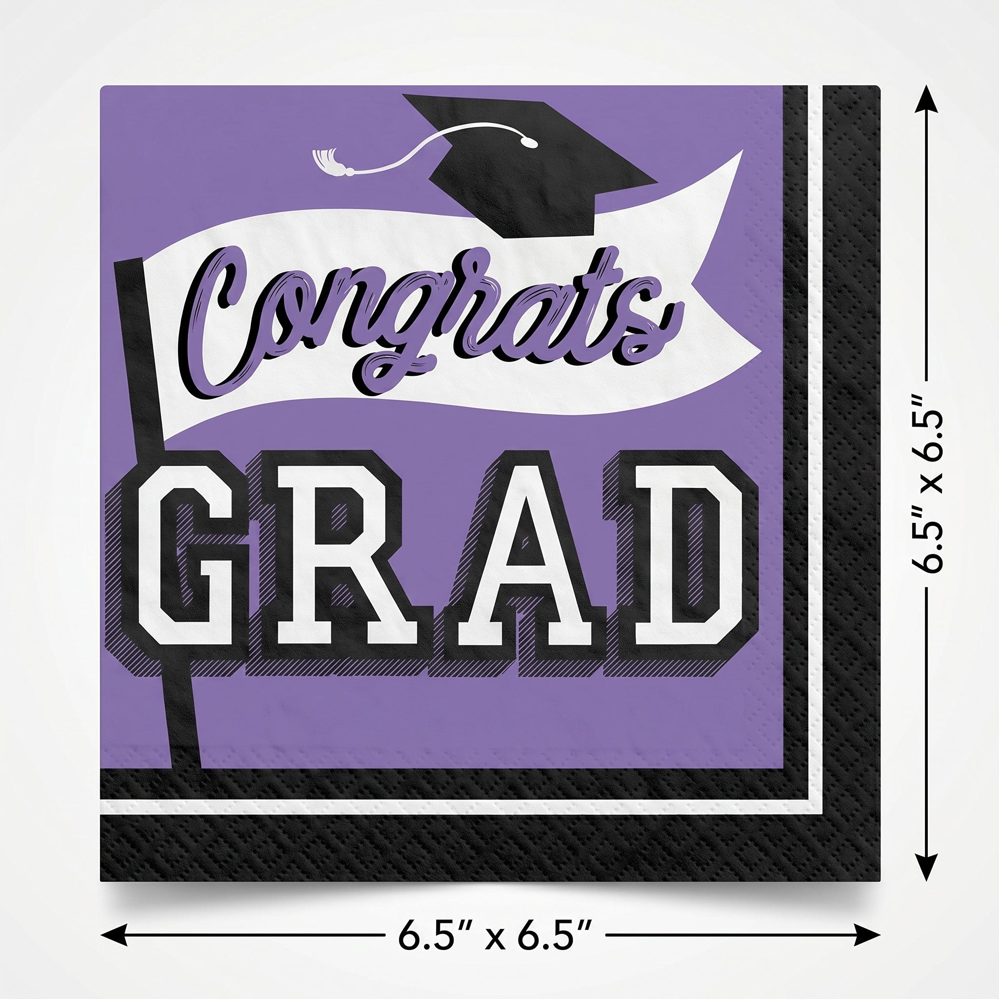 Purple "Congrats Grad!" Graduation Lunch Napkins - 6.5", 40 Pack
