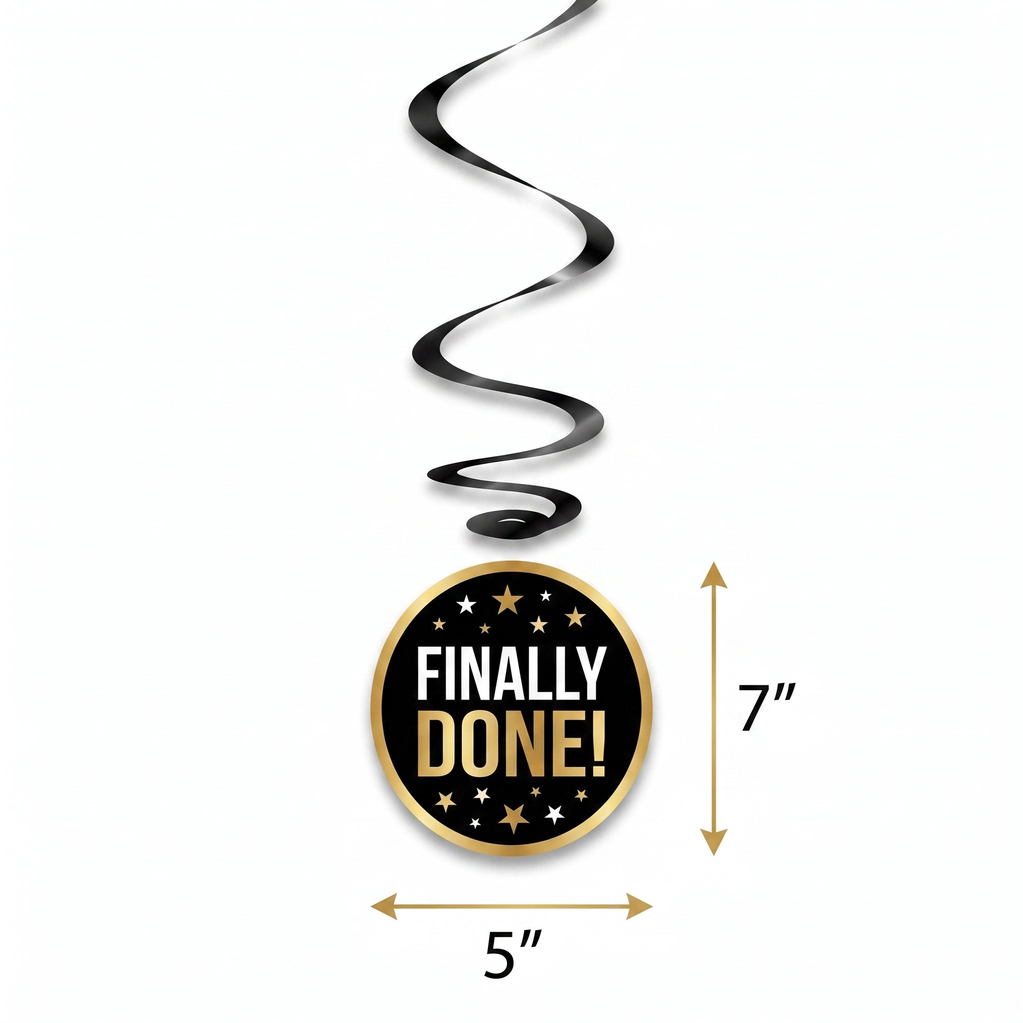 Graduation Celebration Swirl Decorations, Black/Gold, 16-Pack