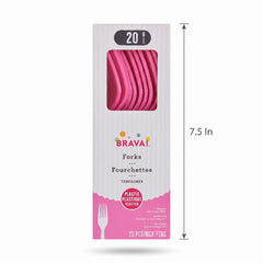 Bright Pink Plastic Forks - 7.5 in. - 20 Pack
