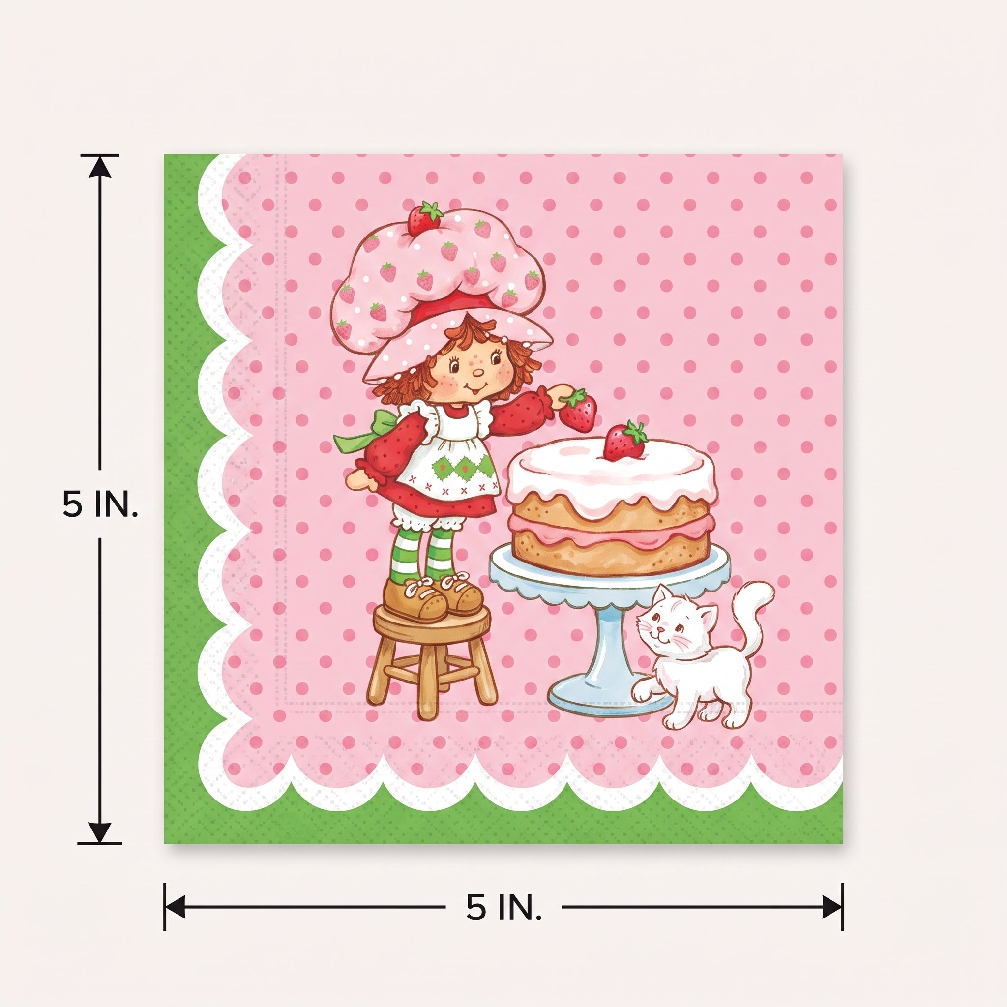 Strawberry Shortcake Birthday Beverage Napkins - 5 In. X 5 In.