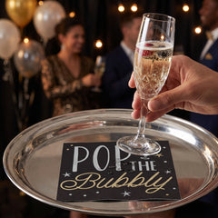 Pop the Bubbly New Year's Eve Beverage Napkins - 5 In. X 5 In.