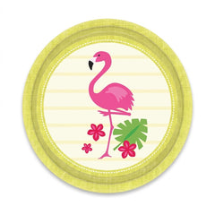 Flamingo Stripes 8.75" Round Paper Plates
