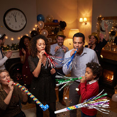 Rainbow Fringe Blowout Noisemakers - 8 Pack