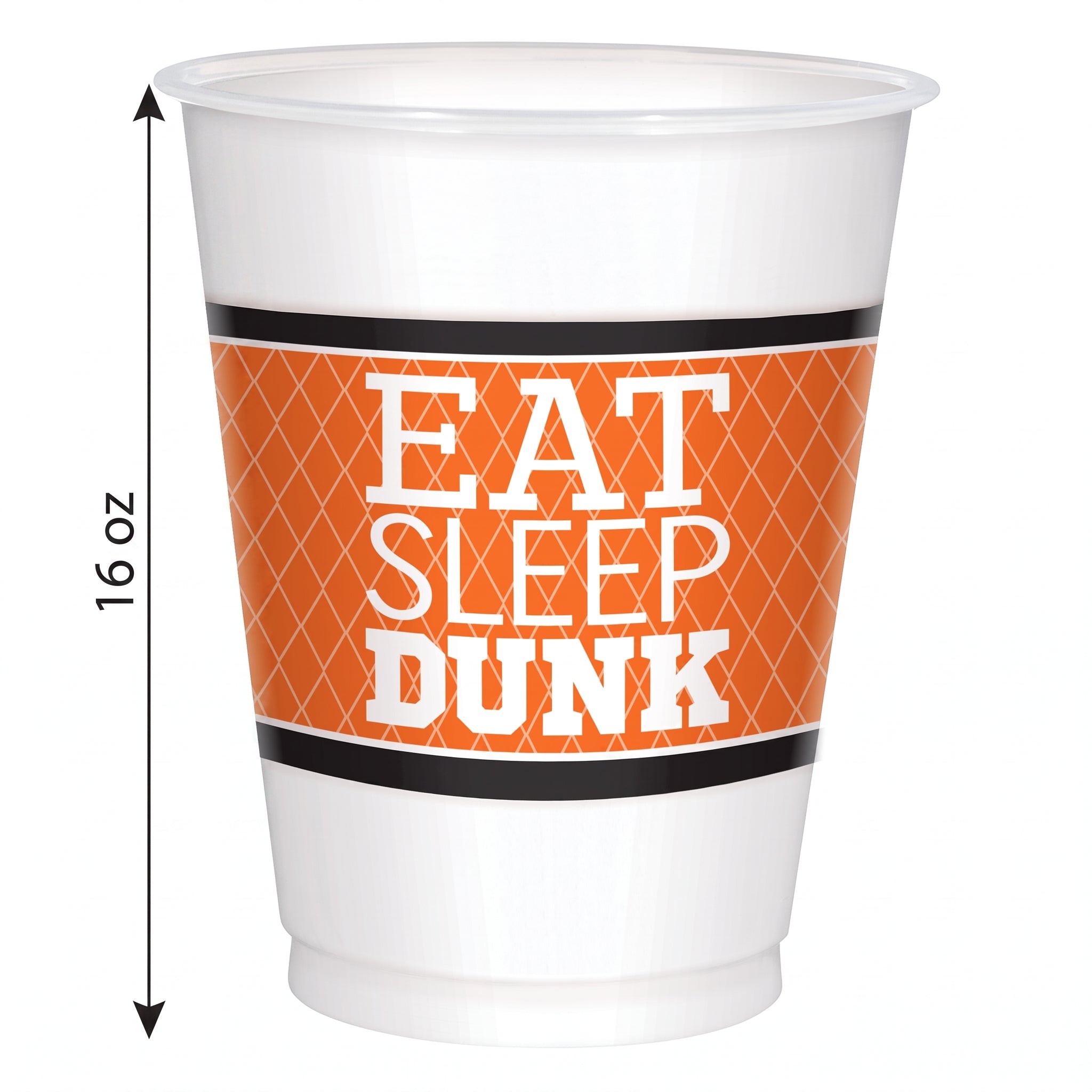 "Eat Sleep Dunk" Basketball Plastic Cups - 16 oz, 8 Pack