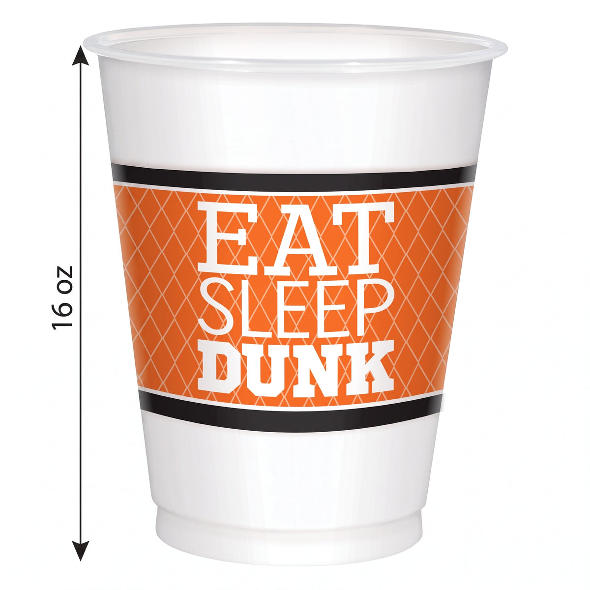 "Eat Sleep Dunk" Basketball Plastic Cups - 16 oz, 8 Pack