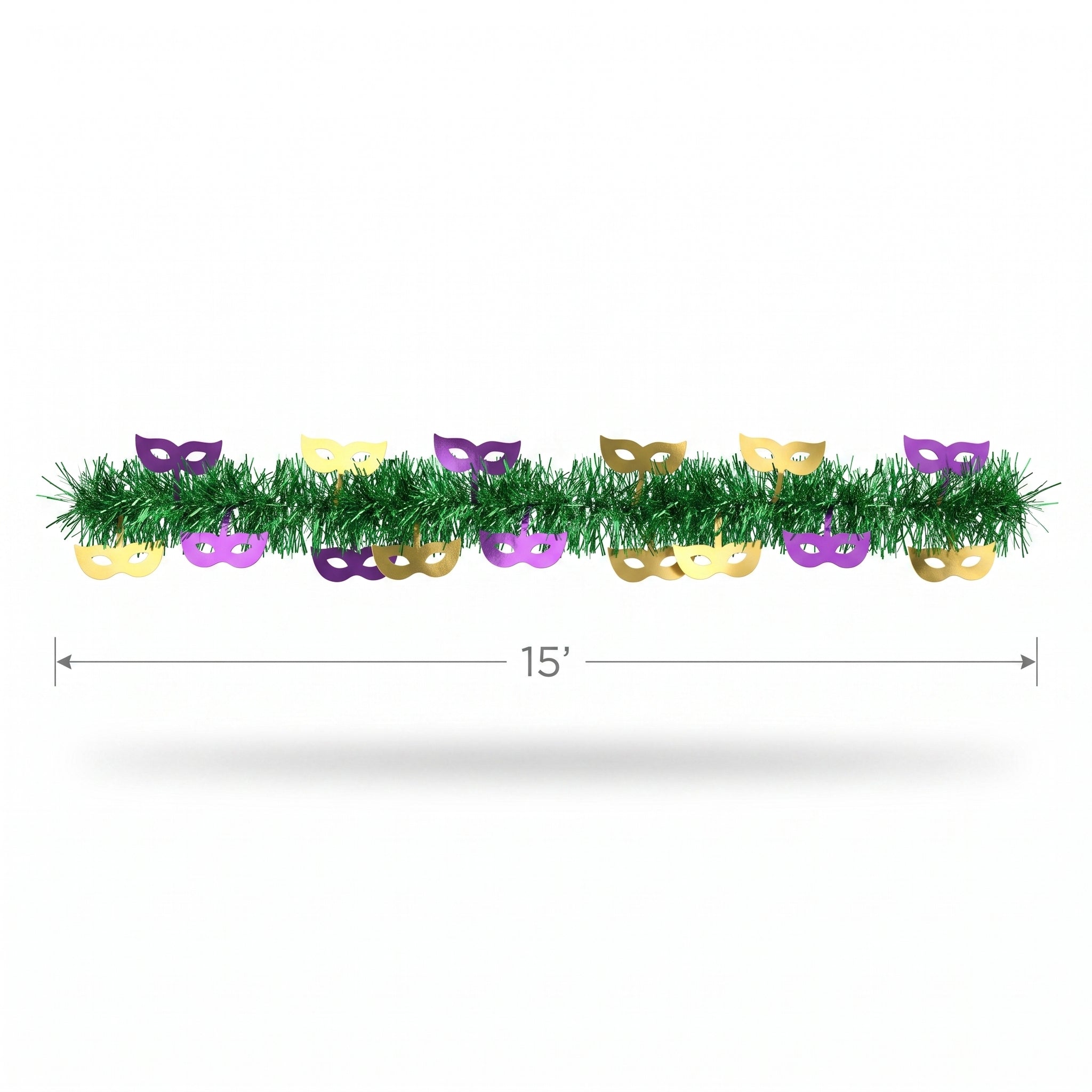 Mardi Gras Mask Tinsel Garland - 15ft