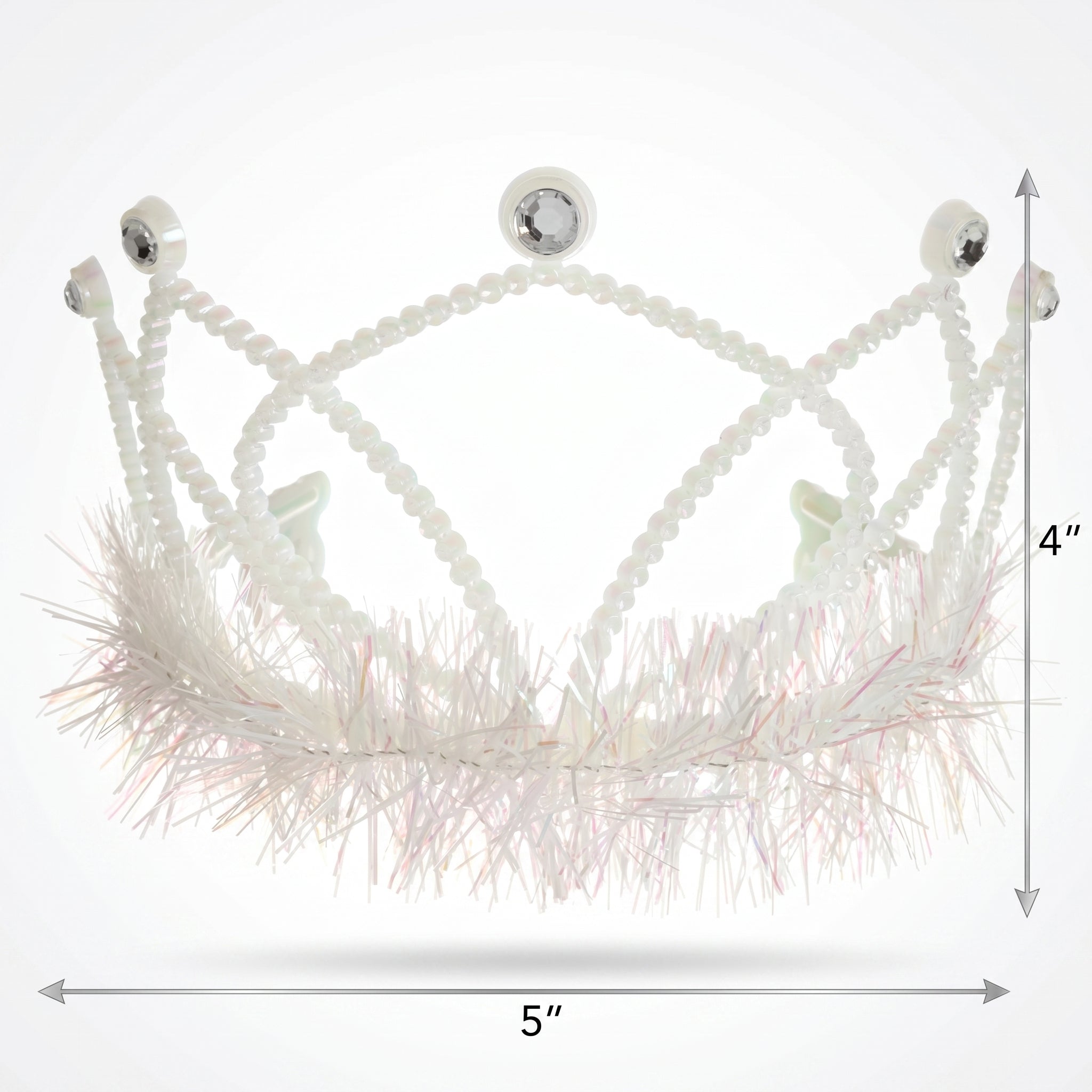 White Tinsel Trim Tiara - Perfect for Team Spirit & Everyday Royalty