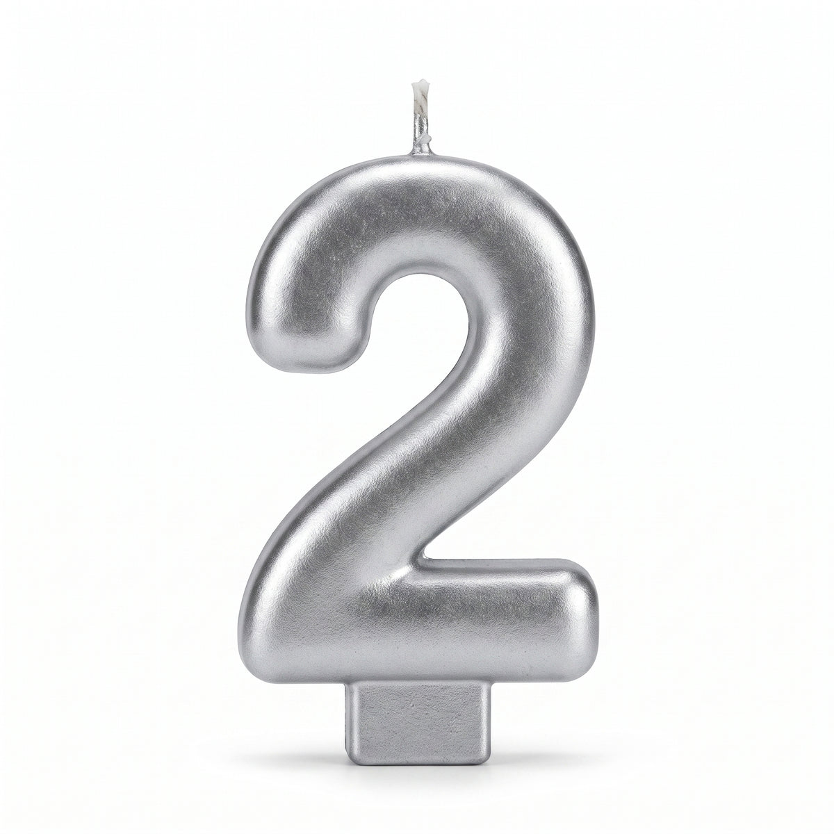 Silver Number 2 Molded Birthday Candle
