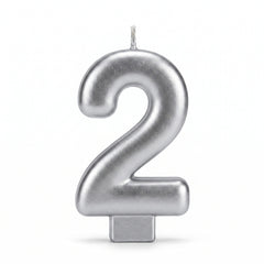 Silver Number 2 Molded Birthday Candle