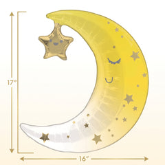 Crescent Moon and Star Metallic Foil Balloon