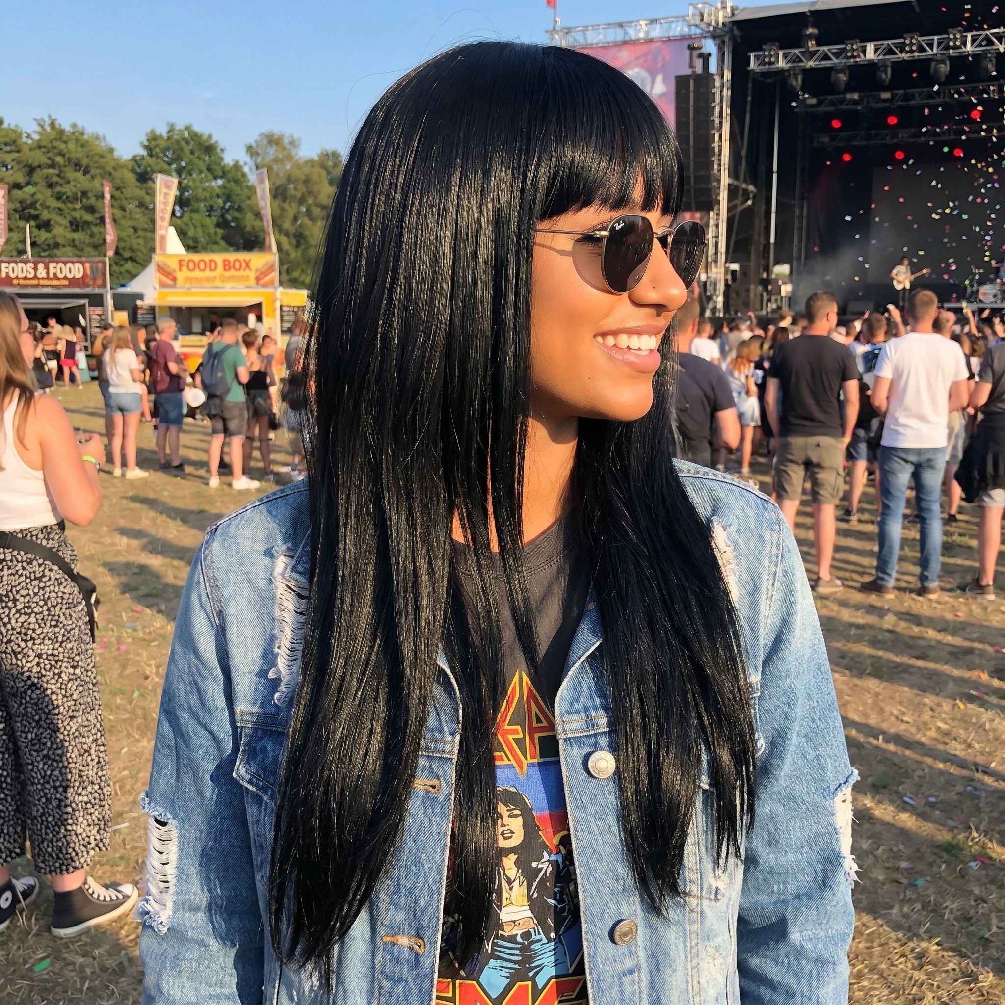 Sleek Black Wig with Stylish Bangs