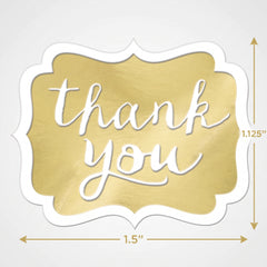 Elegant Gold "Thank You" Stickers - 50 Pack